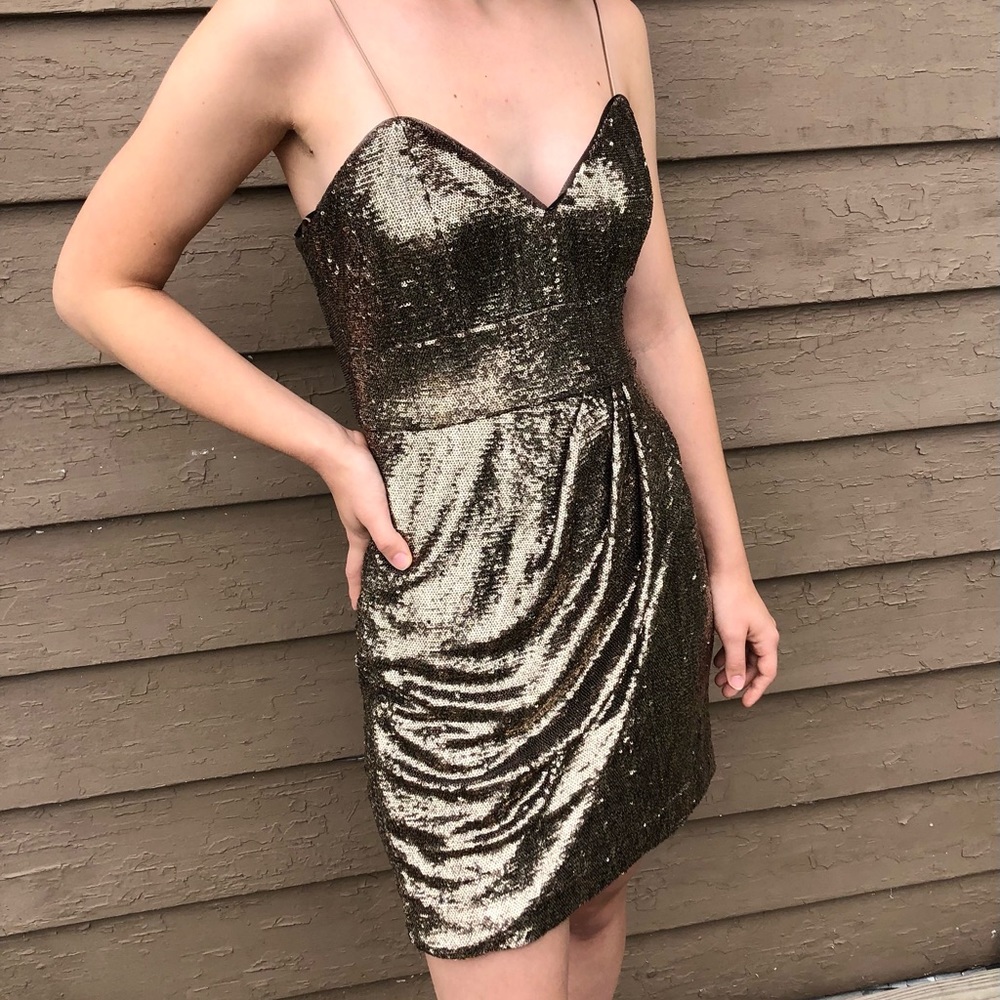 Parker Black Guayana metallic sequin mini-dress! - Picture 3 of 8